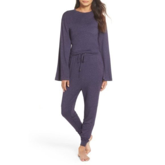 Nordstrom Kimono Sleeve Top Make + Model Purple Tie Back Stretch Knit Size Small - Picture 2 of 6